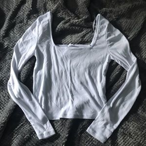 Cotton On White Square Neck Long Sleeve Top